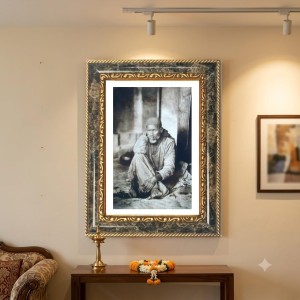 Sai Baba Decorative Photo Frame With White Mount | Premium Wall & Tabletop Picture Frame | Home, Office & Temple Decoration | 8x12 Inch (Pack Of 1) (F33081)