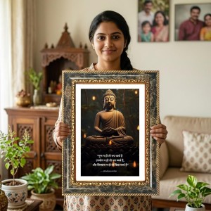 Saraswati Decorative Photo Frame With White Mount | Premium Wall & Tabletop Picture Frame | Home, Office & Temple Decoration | 12x16 Inch (Pack Of 1) (F31415)