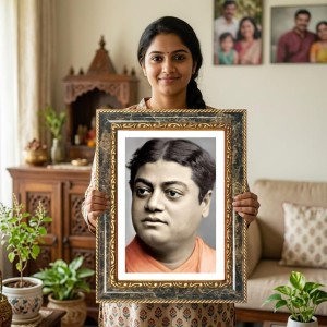 Swami Vivekananda Decorative Photo Frame With White Mount | Premium Wall & Tabletop Picture Frame | Home, Office & Temple Decoration | 8x12 Inch (Pack Of 1) (F32560)