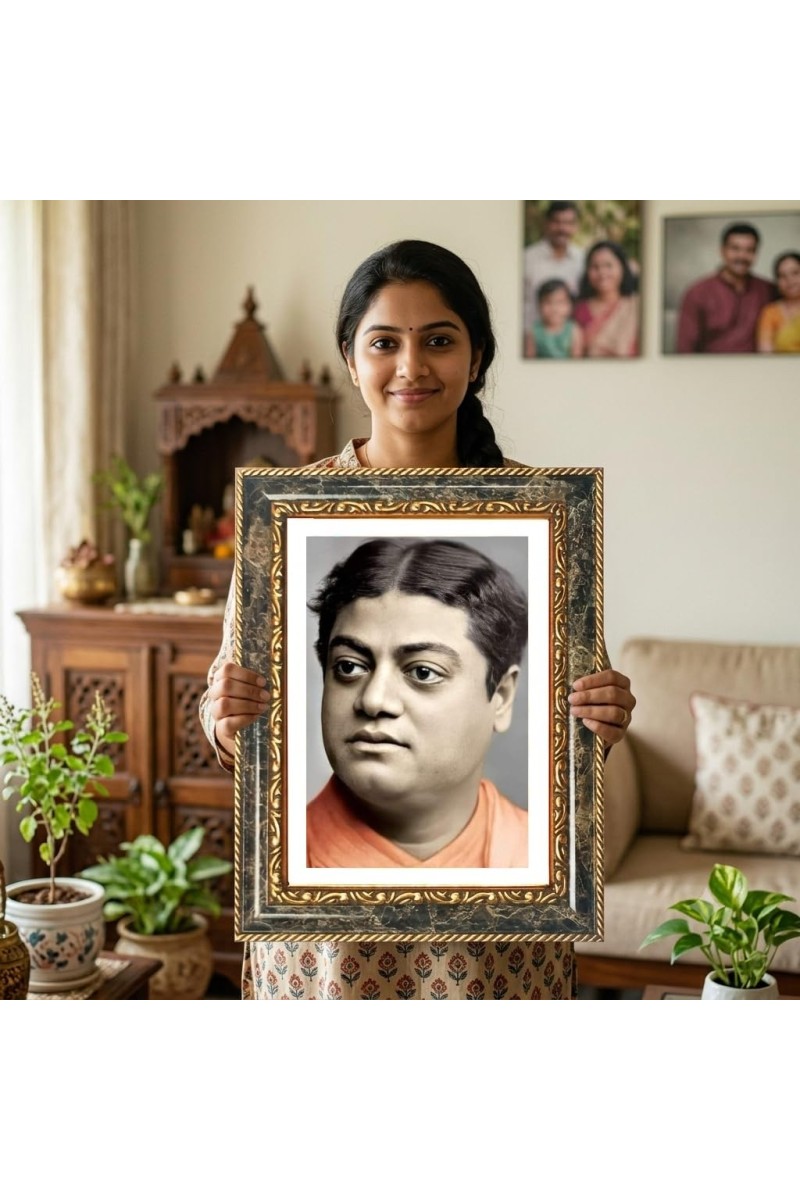 Swami Vivekananda Decorative Photo Frame With White Mount | Premium Wall & Tabletop Picture Frame | Home, Office & Temple Decoration | 8x12 Inch (Pack Of 1) (F32560)
