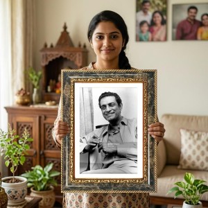 Satyajit Ray Decorative Photo Frame With White Mount | Premium Wall & Tabletop Picture Frame | Home, Office & Temple Decoration | 10x14 Inch (Pack Of 1) (F33186)