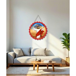 Lord Jesus Wall Hanging Photo Frame | 8 Inch Round Floral Design With Golden Hanging Chain | Decorative Religious Wall Decor For Home, Office, Temple & Pooja Room (F21898) Lord Jesus Wall Hanging Photo Frame | 8 Inch Round Floral Design With Golden Hanging Chain | Decorative Religious Wall Decor For Home, Office, Temple & Pooja Room (F21898)
