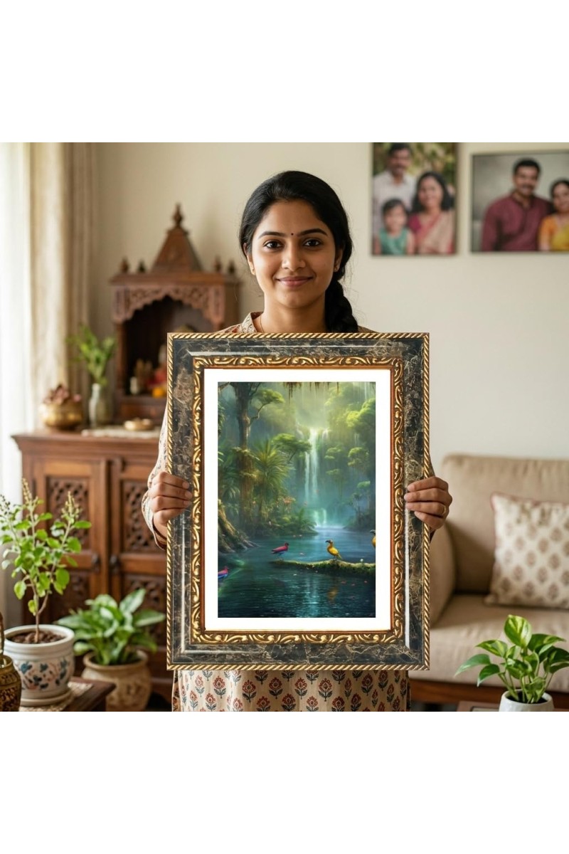 Narasimha Decorative Photo Frame With White Mount | Premium Wall & Tabletop Picture Frame | Home, Office & Temple Decoration | 12x16 Inch (Pack Of 1) (F32989)