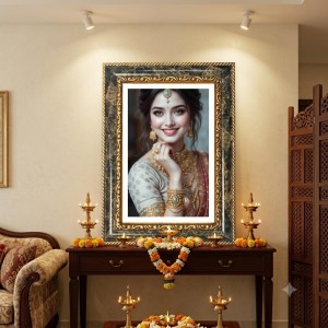 Model Dressed In A Traditional Bride Decorative Photo Frame With White Mount | Premium Wall & Tabletop Picture Frame | Home, Office & Temple Decoration | 10x14 Inch (Pack Of 1) (F32385) Model Dressed In A Traditional Bride Decorative Photo Frame With White Mount | Premium Wall & Tabletop Picture Frame | Home, Office & Temple Decoration | 10x14 Inch (Pack Of 1) (F32385)