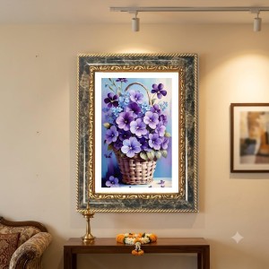 Violets In A Basket Decorative Photo Frame With White Mount | Premium Wall & Tabletop Picture Frame | Home, Office & Temple Decoration | 10x14 Inch (Pack Of 1) (F32391) Violets In A Basket Decorative Photo Frame With White Mount | Premium Wall & Tabletop Picture Frame | Home, Office & Temple Decoration | 10x14 Inch (Pack Of 1) (F32391)