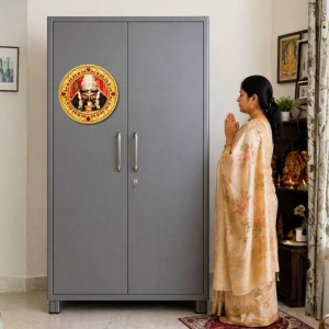 Goddess Kali Fridge Magnet Wooden | Glossy Sublimation Print | 4x4 Inch | Strong Magnet Back | Decorative Magnet for Fridge, Almirah & Temple Decor (F23708)