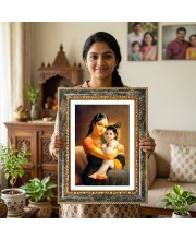 Yashoda Krishna Decorative Photo Frame With White Mount | Premium Wall & Tabletop Picture Frame | Home, Office & Temple Decoration | 10x14 Inch (Pack Of 1) (F33105)