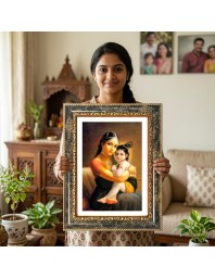 Yashoda Krishna Decorative Photo Frame With White Mount | Premium Wall & Tabletop Picture Frame | Home, Office & Temple Decoration | 10x14 Inch (Pack Of 1) (F33105)