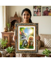 Vibrant Jungle Animal Scene. Decorative Photo Frame With White Mount | Premium Wall & Tabletop Picture Frame | Home, Office & Temple Decoration | 12x16 Inch (Pack Of 1) (F32686)
