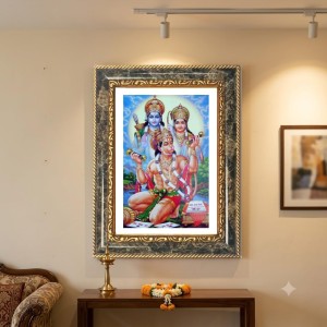 Rama Sita Hanuman Decorative Photo Frame With White Mount | Premium Wall & Tabletop Picture Frame | Home, Office & Temple Decoration | 8x12 Inch (Pack Of 1) (F33123)