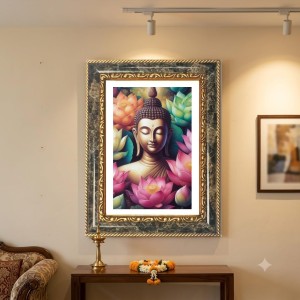 Buddha Decorative Photo Frame With White Mount | Premium Wall & Tabletop Picture Frame | Home, Office & Temple Decoration | 8x12 Inch (Pack Of 1) (F32671) Buddha Decorative Photo Frame With White Mount | Premium Wall & Tabletop Picture Frame | Home, Office & Temple Decoration | 8x12 Inch (Pack Of 1) (F32671)