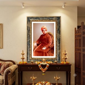 Swami Vivekananda Decorative Photo Frame With White Mount | Premium Wall & Tabletop Picture Frame | Home, Office & Temple Decoration | 8x12 Inch (Pack Of 1) (F33154)