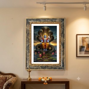 Vishnu Decorative Photo Frame With White Mount | Premium Wall & Tabletop Picture Frame | Home, Office & Temple Decoration | 8x12 Inch (Pack Of 1) (F31492)