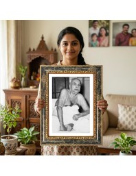 Ramakrishna Paramahamsa Decorative Photo Frame With White Mount | Premium Wall & Tabletop Picture Frame | Home, Office & Temple Decoration | 8x12 Inch (Pack Of 1) (F33095)