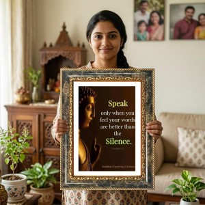 Buddha Decorative Photo Frame With White Mount | Premium Wall & Tabletop Picture Frame | Home, Office & Temple Decoration | 10x14 Inch (Pack Of 1) (F31590)
