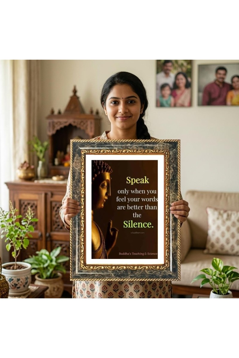 Buddha Decorative Photo Frame With White Mount | Premium Wall & Tabletop Picture Frame | Home, Office & Temple Decoration | 10x14 Inch (Pack Of 1) (F31590)