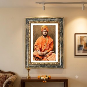 Swami Vivekananda Decorative Photo Frame With White Mount | Premium Wall & Tabletop Picture Frame | Home, Office & Temple Decoration | 8x12 Inch (Pack Of 1) (F32495)
