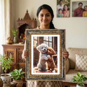 Two Puppies Decorative Photo Frame With White Mount | Premium Wall & Tabletop Picture Frame | Home, Office & Temple Decoration | 8x12 Inch (Pack Of 1) (F32592) Two Puppies Decorative Photo Frame With White Mount | Premium Wall & Tabletop Picture Frame | Home, Office & Temple Decoration | 8x12 Inch (Pack Of 1) (F32592)