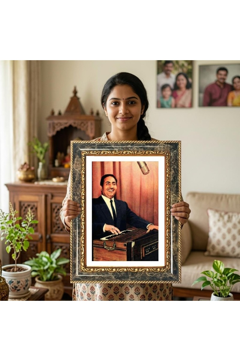 Male Singer Portrait Decorative Photo Frame With White Mount | Premium Wall & Tabletop Picture Frame | Home, Office & Temple Decoration | 8x12 Inch (Pack Of 1) (F32982)