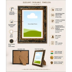 Lord Hanuman Decorative Photo Frame With White Mount | Premium Wall & Tabletop Picture Frame | Home, Office & Temple Decoration | 12x16 Inch (Pack Of 1) (F31129)