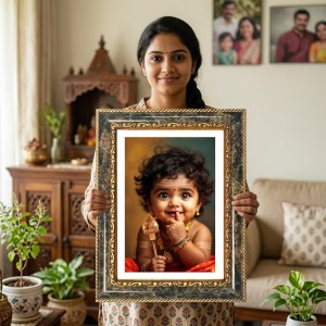 Narendra Modi Decorative Photo Frame With White Mount | Premium Wall & Tabletop Picture Frame | Home, Office & Temple Decoration | 12x16 Inch (Pack Of 1) (F31539)