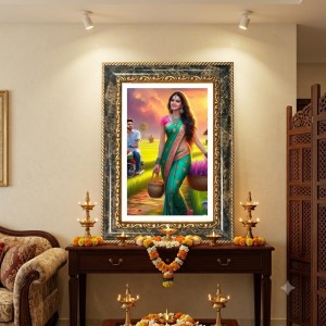 Woman With Bicycle Decorative Photo Frame With White Mount | Premium Wall & Tabletop Picture Frame | Home, Office & Temple Decoration | 8x12 Inch (Pack Of 1) (F31141) Woman With Bicycle Decorative Photo Frame With White Mount | Premium Wall & Tabletop Picture Frame | Home, Office & Temple Decoration | 8x12 Inch (Pack Of 1) (F31141)