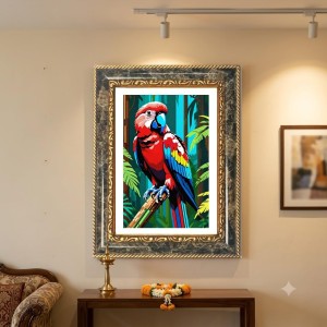 Parrot Decorative Photo Frame With White Mount | Premium Wall & Tabletop Picture Frame | Home, Office & Temple Decoration | 8x12 Inch (Pack Of 1) (F31335)