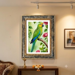 Parrot Decorative Photo Frame With White Mount | Premium Wall & Tabletop Picture Frame | Home, Office & Temple Decoration | 10x14 Inch (Pack Of 1) (F31254)
