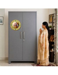 Lord Krishna Fridge Magnet Wooden | Glossy Sublimation Print | 4x4 Inch | Strong Magnet Back | Decorative Magnet for Fridge, Almirah & Temple Decor (F23777)