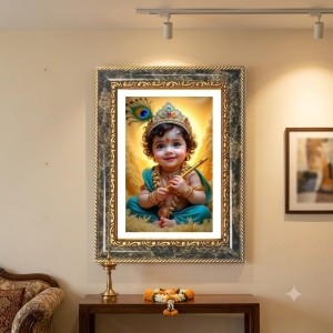 Krishna Decorative Photo Frame With White Mount | Premium Wall & Tabletop Picture Frame | Home, Office & Temple Decoration | 10x14 Inch (Pack Of 1) (F32636) Krishna Decorative Photo Frame With White Mount | Premium Wall & Tabletop Picture Frame | Home, Office & Temple Decoration | 10x14 Inch (Pack Of 1) (F32636)
