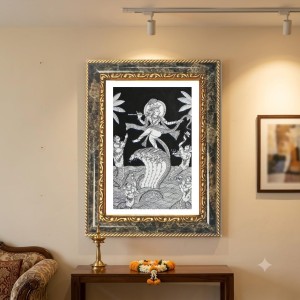 Radhaa Krishna Decorative Photo Frame With White Mount | Premium Wall & Tabletop Picture Frame | Home, Office & Temple Decoration | 12x16 Inch (Pack Of 1) (F31340)