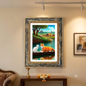 Two Cats Decorative Photo Frame With White Mount | Premium Wall & Tabletop Picture Frame | Home, Office & Temple Decoration | 8x12 Inch (Pack Of 1) (F32643) Two Cats Decorative Photo Frame With White Mount | Premium Wall & Tabletop Picture Frame | Home, Office & Temple Decoration | 8x12 Inch (Pack Of 1) (F32643)
