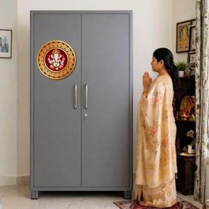 Lord Ganeshaa Fridge Magnet Wooden | Glossy Sublimation Print | 4x4 Inch | Strong Magnet Back | Decorative Magnet for Fridge, Almirah & Temple Decor (F23696)