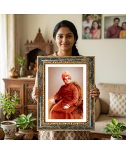 Swami Vivekananda Decorative Photo Frame With White Mount | Premium Wall & Tabletop Picture Frame | Home, Office & Temple Decoration | 10x14 Inch (Pack Of 1) (F33154)