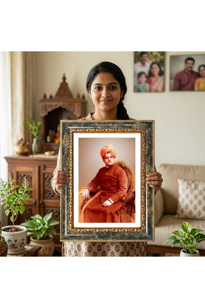 Swami Vivekananda Decorative Photo Frame With White Mount | Premium Wall & Tabletop Picture Frame | Home, Office & Temple Decoration | 8x12 Inch (Pack Of 1) (F33154)