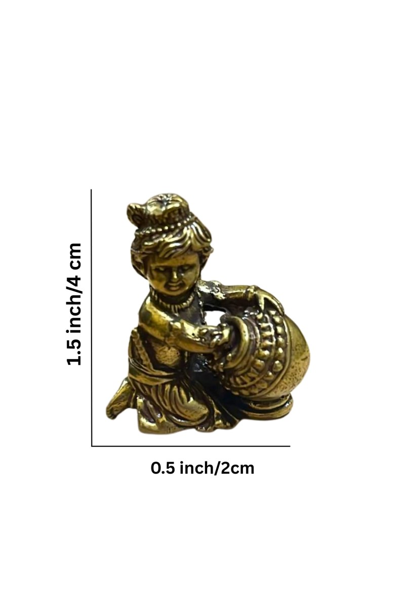 Mini Brass Murti Idol for Home DÃ©cor & Meditation | Handmade Antique Finish Brass Statue for Pooja Room, Office Desk & Spiritual Gift | Small Decorative Showpiece (Gopal)