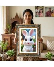 Rabbit Decorative Photo Frame With White Mount | Premium Wall & Tabletop Picture Frame | Home, Office & Temple Decoration | 10x14 Inch (Pack Of 1) (F31284)