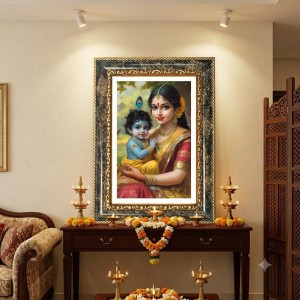 Yashoda And Baby Krishna Decorative Photo Frame With White Mount | Premium Wall & Tabletop Picture Frame | Home, Office & Temple Decoration | 10x14 Inch (Pack Of 1) (F33221) Yashoda And Baby Krishna Decorative Photo Frame With White Mount | Premium Wall & Tabletop Picture Frame | Home, Office & Temple Decoration | 10x14 Inch (Pack Of 1) (F33221)
