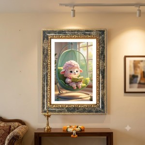Lamb Decorative Photo Frame With White Mount | Premium Wall & Tabletop Picture Frame | Home, Office & Temple Decoration | 8x12 Inch (Pack Of 1) (F31566)