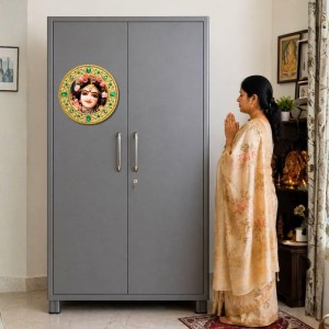 Radhaa Rani Fridge Magnet Wooden | Glossy Sublimation Print | 4x4 Inch | Strong Magnet Back | Decorative Magnet for Fridge, Almirah & Temple Decor (F23793)