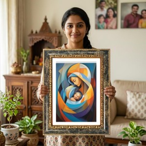 The Buddha Decorative Photo Frame With White Mount | Premium Wall & Tabletop Picture Frame | Home, Office & Temple Decoration | 12x16 Inch (Pack Of 1) (F31553)
