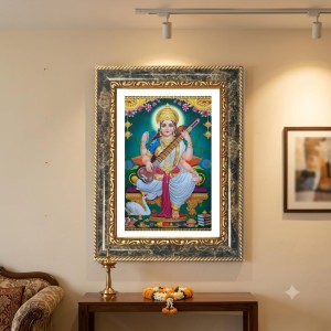 Saraswati Decorative Photo Frame With White Mount | Premium Wall & Tabletop Picture Frame | Home, Office & Temple Decoration | 8x12 Inch (Pack Of 1) (F32416) Saraswati Decorative Photo Frame With White Mount | Premium Wall & Tabletop Picture Frame | Home, Office & Temple Decoration | 8x12 Inch (Pack Of 1) (F32416)