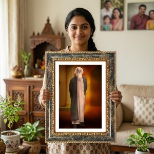 Rabindranath Tagore Decorative Photo Frame With White Mount | Premium Wall & Tabletop Picture Frame | Home, Office & Temple Decoration | 10x14 Inch (Pack Of 1) (F32550)
