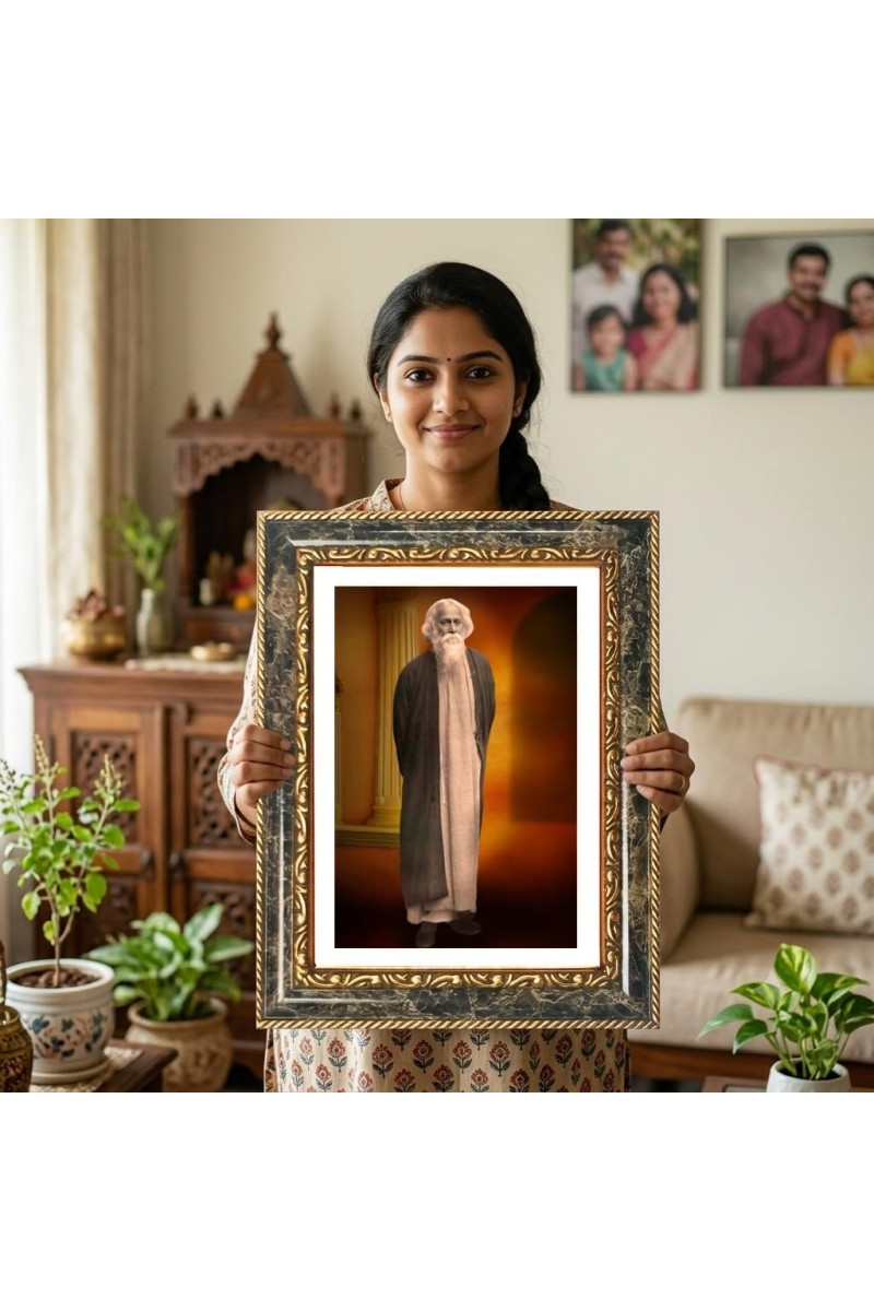 Rabindranath Tagore Decorative Photo Frame With White Mount | Premium Wall & Tabletop Picture Frame | Home, Office & Temple Decoration | 10x14 Inch (Pack Of 1) (F32550)