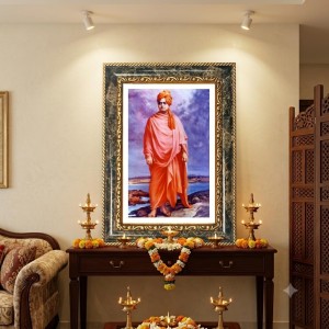 Swami Vivekananda Decorative Photo Frame With White Mount | Premium Wall & Tabletop Picture Frame | Home, Office & Temple Decoration | 8x12 Inch (Pack Of 1) (F31420)