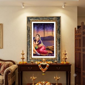 Rama And Hanuman Decorative Photo Frame With White Mount | Premium Wall & Tabletop Picture Frame | Home, Office & Temple Decoration | 12x16 Inch (Pack Of 1) (F33160)