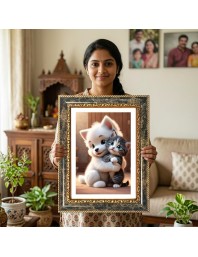 Lakshmi Decorative Photo Frame With White Mount | Premium Wall & Tabletop Picture Frame | Home, Office & Temple Decoration | 8x12 Inch (Pack Of 1) (F32356)