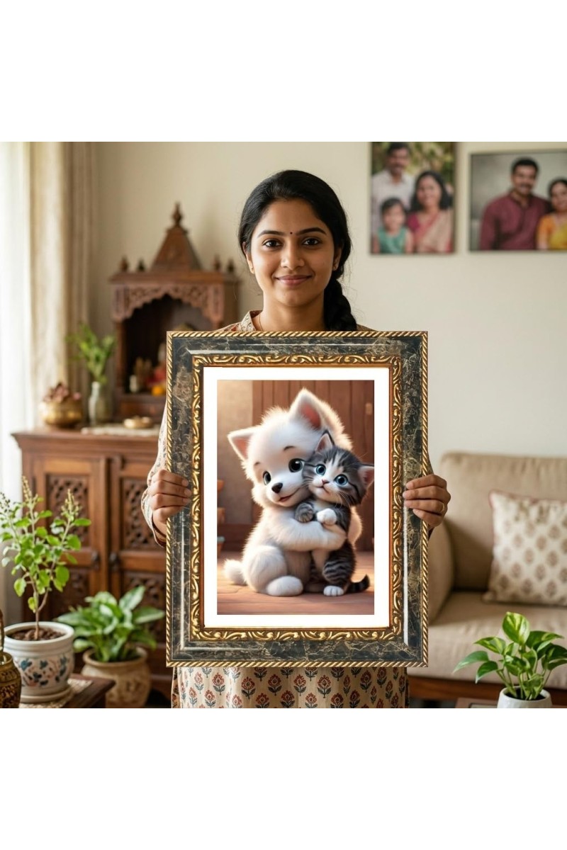 Lakshmi Decorative Photo Frame With White Mount | Premium Wall & Tabletop Picture Frame | Home, Office & Temple Decoration | 8x12 Inch (Pack Of 1) (F32356)