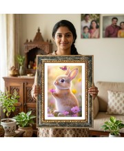 Rabbit Decorative Photo Frame With White Mount | Premium Wall & Tabletop Picture Frame | Home, Office & Temple Decoration | 10x14 Inch (Pack Of 1) (F31476)