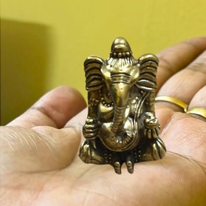 Mini Brass Murti Idol for Home DÃ©cor & Meditation | Handmade Antique Finish Brass Statue for Pooja Room, Office Desk & Spiritual Gift | Small Decorative Showpiece (Sitting Ganesh)